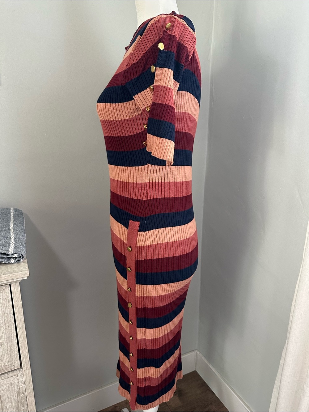 Say What Women’s Striped Sweater Dress, Midi, Ribbed, Bodycon, Fall, XL - Picture 5 of 12